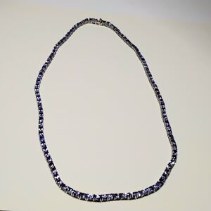 925 Silver Amethyst Tennis Necklace 18"